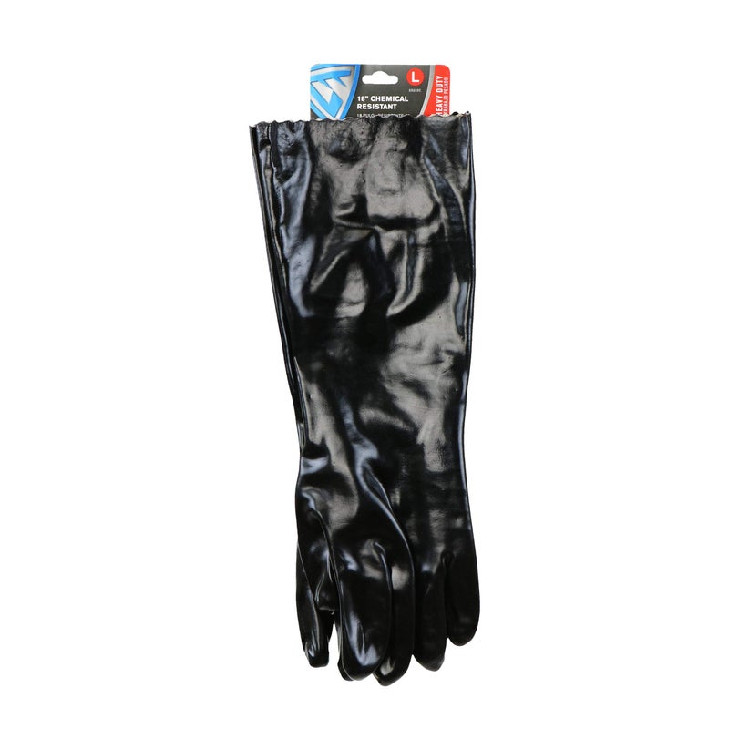 West Chester 12018 Chemical Resistant PVC Coated Work Gloves - Large, Black Fully Coated Safety Gloves with 18 in. Gauntlet Cuff. Workplace Safety Wear - Image 4